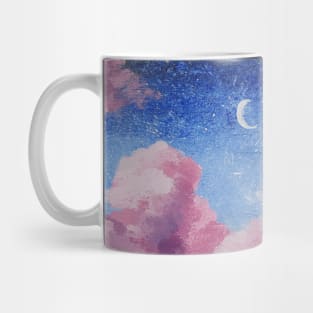 Galaxy Sky Pink Clouds Night Sky Moon Stars Mug